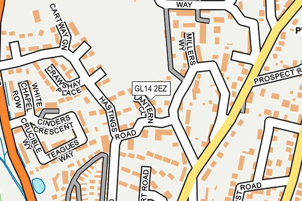 GL14 2EZ map - OS OpenMap – Local (Ordnance Survey)