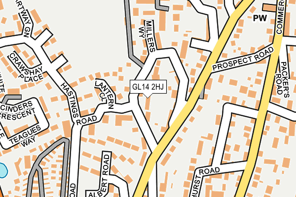 GL14 2HJ map - OS OpenMap – Local (Ordnance Survey)