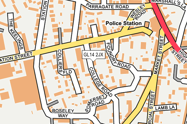 GL14 2JX map - OS OpenMap – Local (Ordnance Survey)