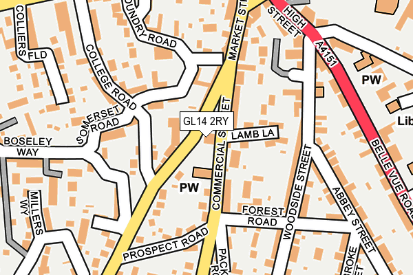 GL14 2RY map - OS OpenMap – Local (Ordnance Survey)