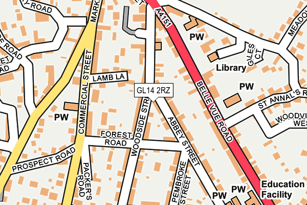 GL14 2RZ map - OS OpenMap – Local (Ordnance Survey)