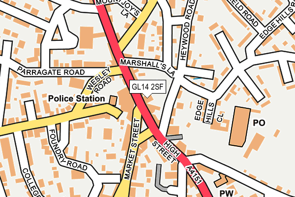 GL14 2SF map - OS OpenMap – Local (Ordnance Survey)