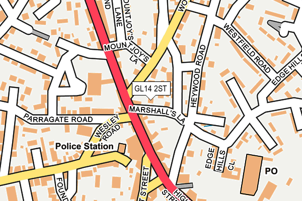 GL14 2ST map - OS OpenMap – Local (Ordnance Survey)