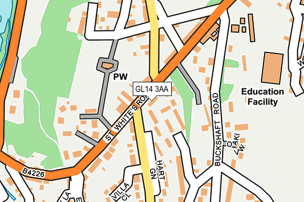 GL14 3AA map - OS OpenMap – Local (Ordnance Survey)