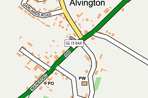 GL15 6AX map - OS OpenMap – Local (Ordnance Survey)