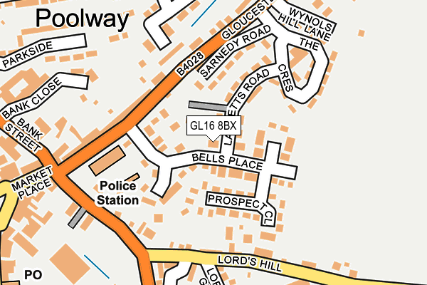 GL16 8BX map - OS OpenMap – Local (Ordnance Survey)