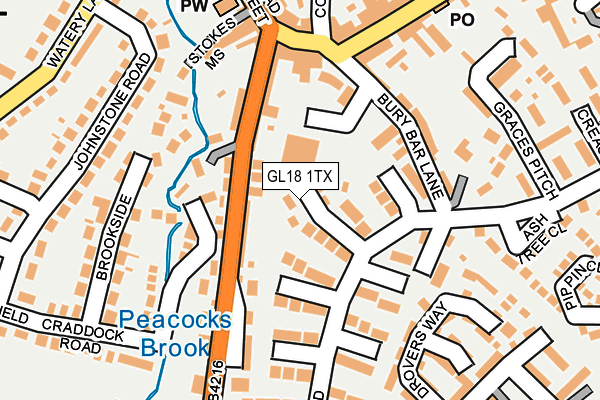 GL18 1TX map - OS OpenMap – Local (Ordnance Survey)