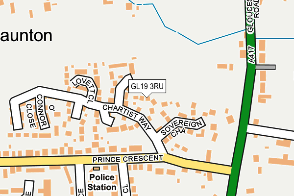 GL19 3RU map - OS OpenMap – Local (Ordnance Survey)