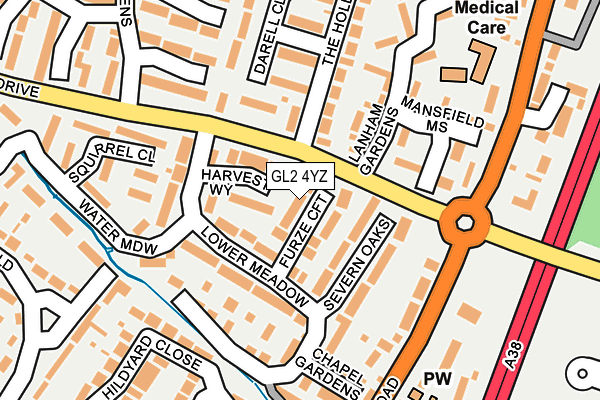 GL2 4YZ map - OS OpenMap – Local (Ordnance Survey)