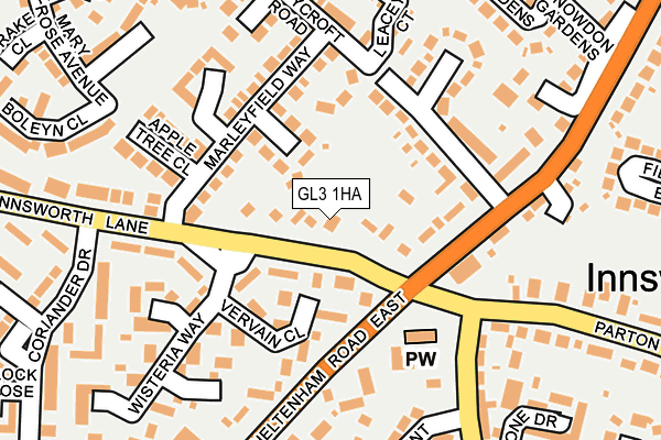 GL3 1HA map - OS OpenMap – Local (Ordnance Survey)