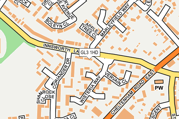 GL3 1HD map - OS OpenMap – Local (Ordnance Survey)
