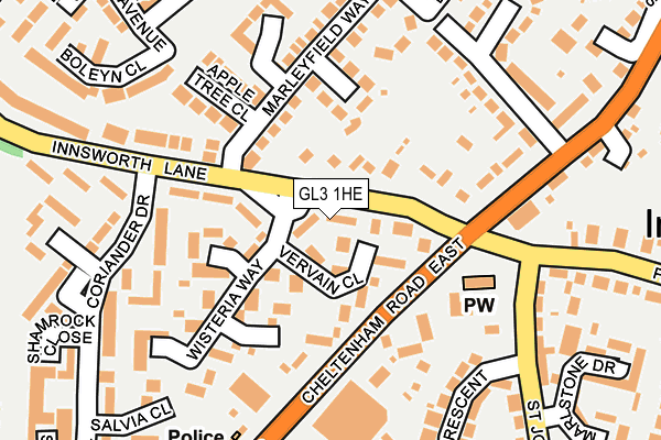 GL3 1HE map - OS OpenMap – Local (Ordnance Survey)