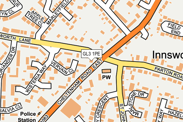 GL3 1PE map - OS OpenMap – Local (Ordnance Survey)