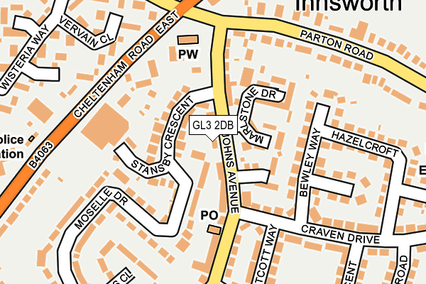GL3 2DB map - OS OpenMap – Local (Ordnance Survey)