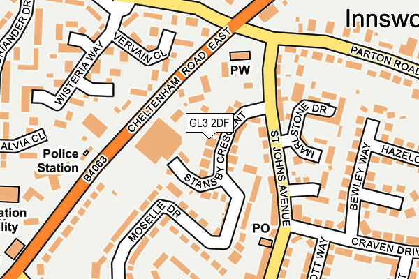 GL3 2DF map - OS OpenMap – Local (Ordnance Survey)