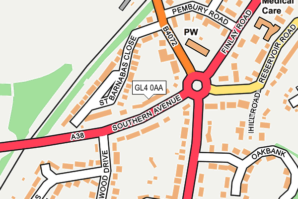 GL4 0AA map - OS OpenMap – Local (Ordnance Survey)