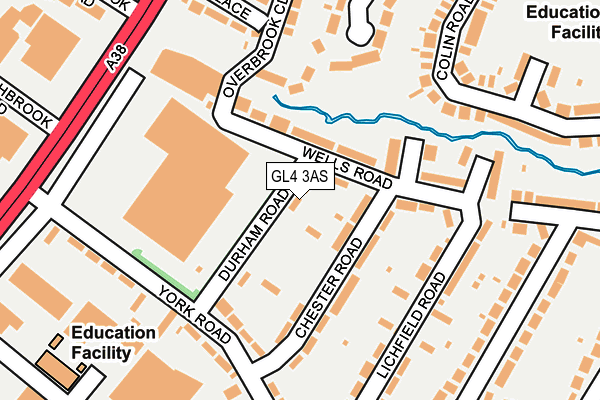 GL4 3AS map - OS OpenMap – Local (Ordnance Survey)