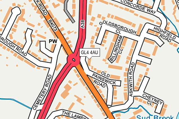 GL4 4AU map - OS OpenMap – Local (Ordnance Survey)