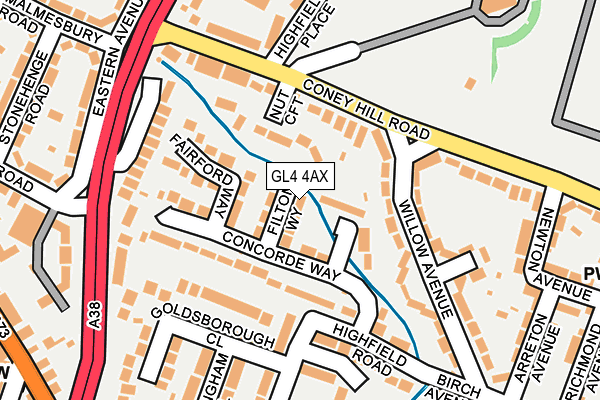 GL4 4AX map - OS OpenMap – Local (Ordnance Survey)