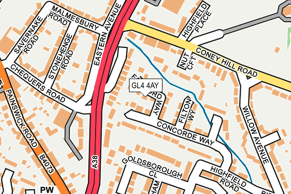 GL4 4AY map - OS OpenMap – Local (Ordnance Survey)