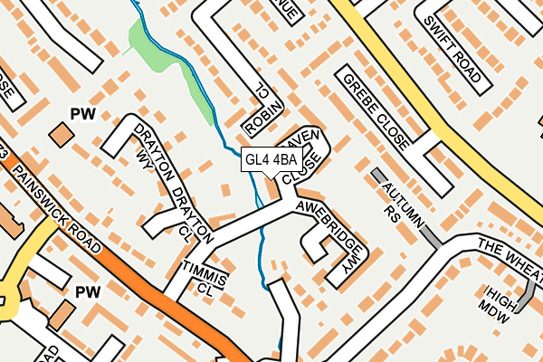 GL4 4BA map - OS OpenMap – Local (Ordnance Survey)