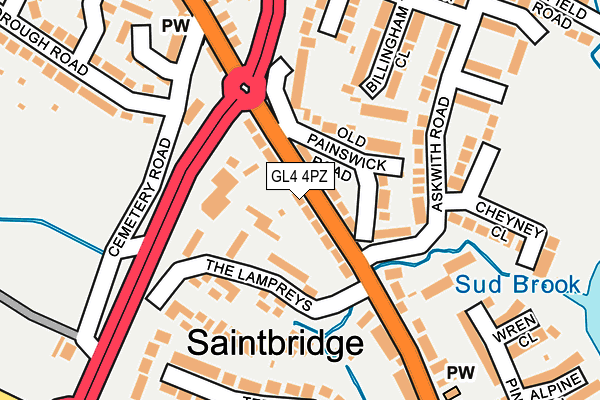 GL4 4PZ map - OS OpenMap – Local (Ordnance Survey)