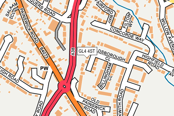 GL4 4ST map - OS OpenMap – Local (Ordnance Survey)