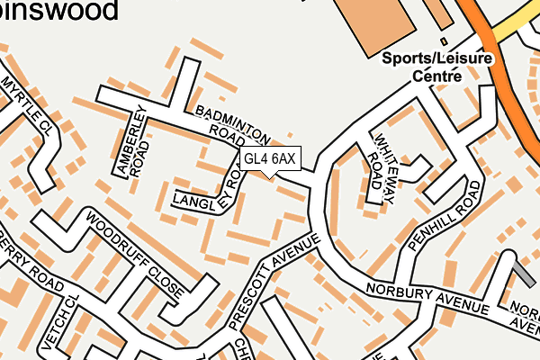 GL4 6AX map - OS OpenMap – Local (Ordnance Survey)