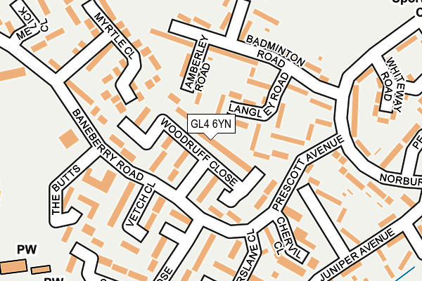 GL4 6YN map - OS OpenMap – Local (Ordnance Survey)