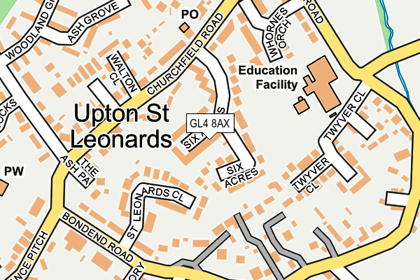 GL4 8AX map - OS OpenMap – Local (Ordnance Survey)