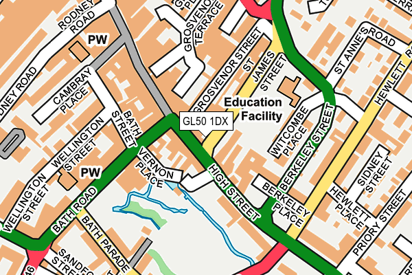 GL50 1DX map - OS OpenMap – Local (Ordnance Survey)