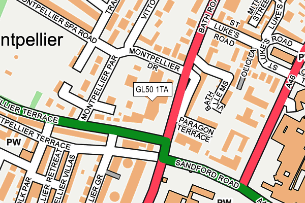 GL50 1TA map - OS OpenMap – Local (Ordnance Survey)