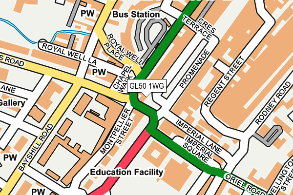 GL50 1WG map - OS OpenMap – Local (Ordnance Survey)