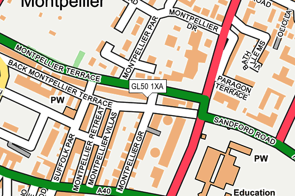 GL50 1XA map - OS OpenMap – Local (Ordnance Survey)