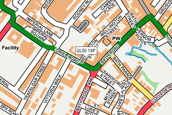 GL50 1XP map - OS OpenMap – Local (Ordnance Survey)