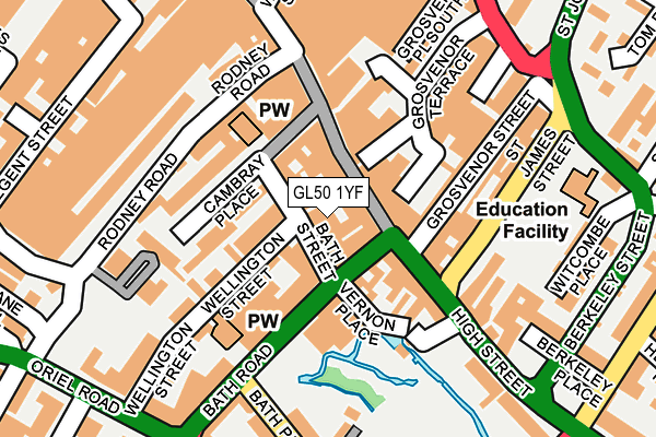 GL50 1YF map - OS OpenMap – Local (Ordnance Survey)