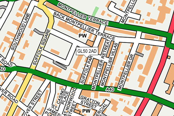 GL50 2AD map - OS OpenMap – Local (Ordnance Survey)