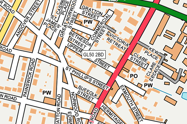 GL50 2BD map - OS OpenMap – Local (Ordnance Survey)