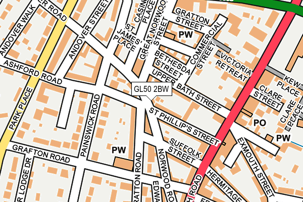 GL50 2BW map - OS OpenMap – Local (Ordnance Survey)