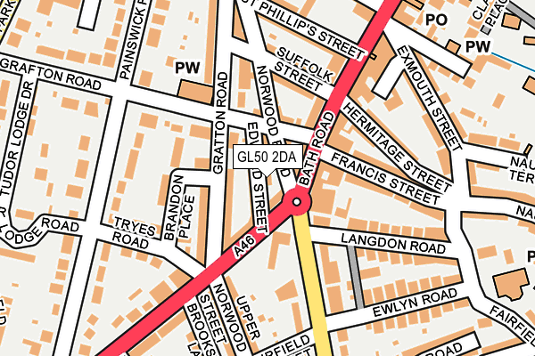 GL50 2DA map - OS OpenMap – Local (Ordnance Survey)