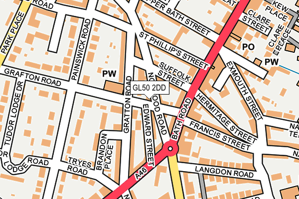 GL50 2DD map - OS OpenMap – Local (Ordnance Survey)