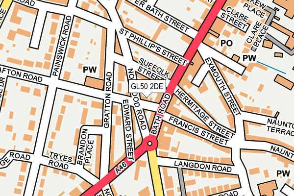 GL50 2DE map - OS OpenMap – Local (Ordnance Survey)
