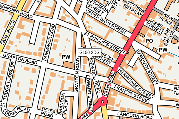 GL50 2DG map - OS OpenMap – Local (Ordnance Survey)