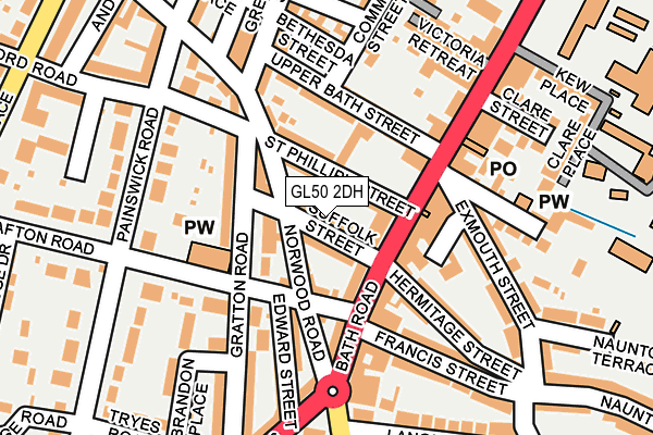 GL50 2DH map - OS OpenMap – Local (Ordnance Survey)