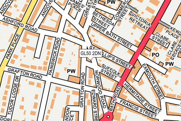 GL50 2DN map - OS OpenMap – Local (Ordnance Survey)