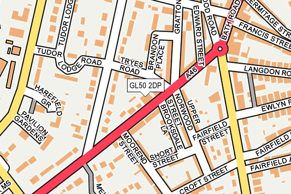 GL50 2DP map - OS OpenMap – Local (Ordnance Survey)