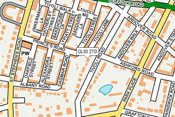 GL50 2TD map - OS OpenMap – Local (Ordnance Survey)