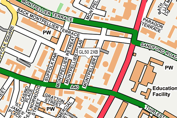 GL50 2XB map - OS OpenMap – Local (Ordnance Survey)