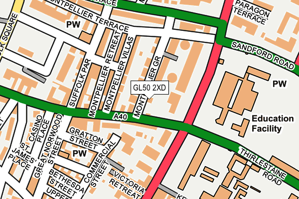 GL50 2XD map - OS OpenMap – Local (Ordnance Survey)