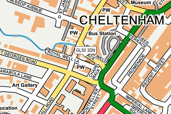 GL50 3DN map - OS OpenMap – Local (Ordnance Survey)